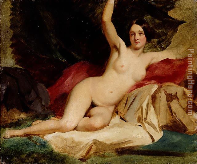 Female Nude in a Landscape painting - William Etty Female Nude in a Landscape art painting